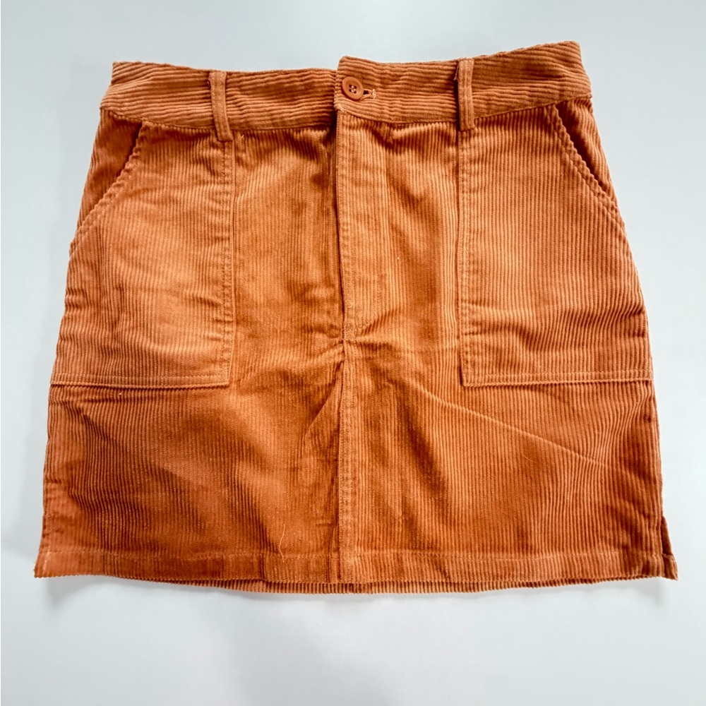 Corduroy Mini Skirt in Rust Orange - Women